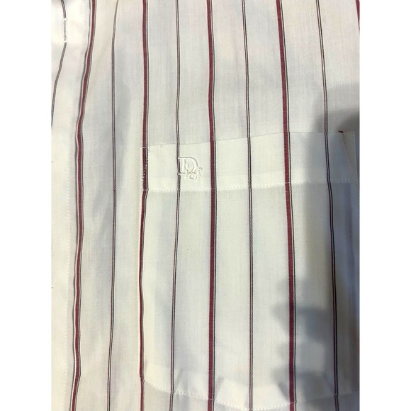 Vintage Christian Dior Plus De Coton Short Sleeve Button Down Striped 16.5 - Picture 3 of 8